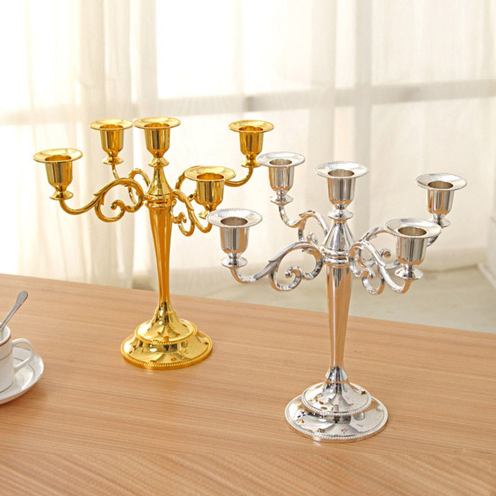Metal 3/5-Arm Candle Holder Candlestick Romantic Dinner Holiday Wedding Decor