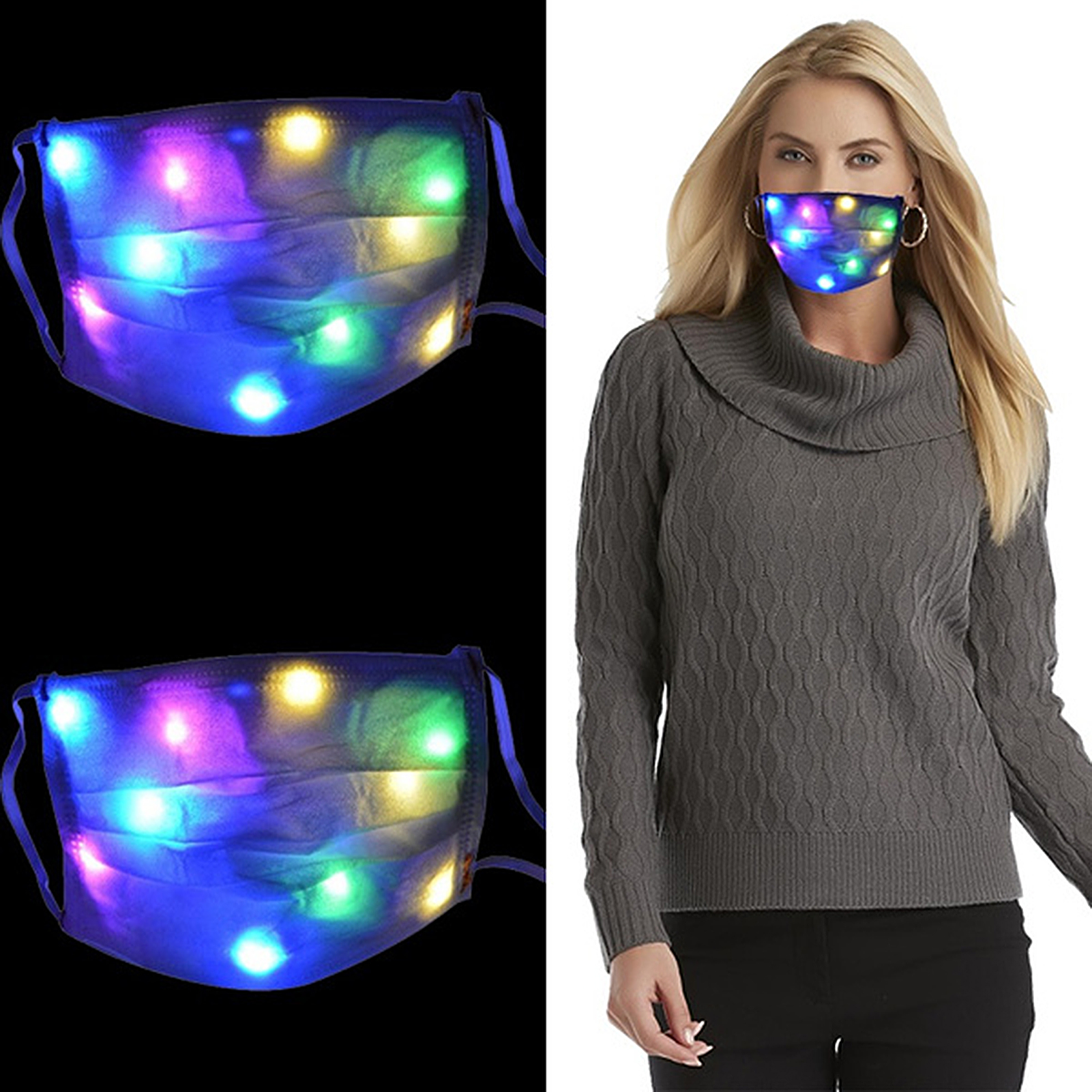 10 LED Colorful Lights Flashing Unisex Bar Party Christmas Halloween Face Cover