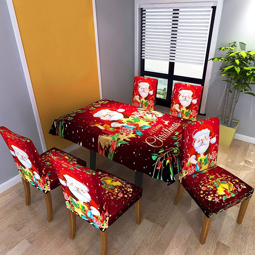 Christmas Santa Removable Stretchy Chair Cover Mat Tablecloth Xmas Decoration